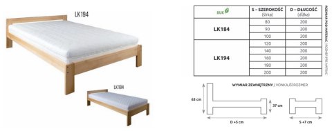 Łóżko bukowe LK184 / LK194