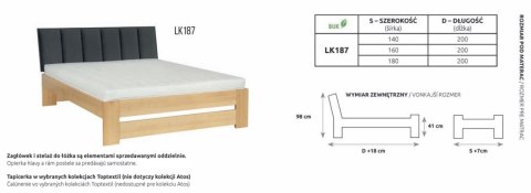 Łóżko bukowe LK187 + Zagłówek tapicerowany Z001