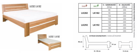 Łóżko bukowe LK182 / LK192